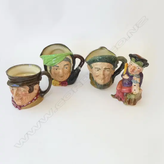 3 ROYAL DOULTON CHARACTER JUGS + MELBA WARE PUNCH H.200mm