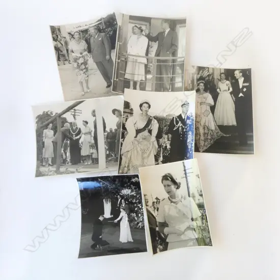 7 B/W PHOTOS OF QUEEN ELIZABETH II, NZ ROYAL VISIT 1953 245x195mm