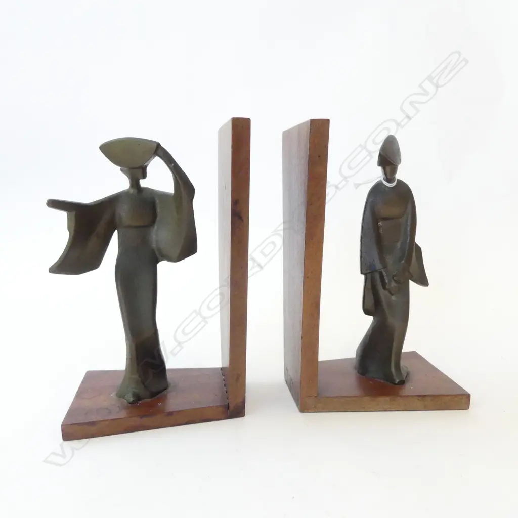 PR MID CENTURY BRONZE FIGURAL BOOK ENDS H190MM Image 1++