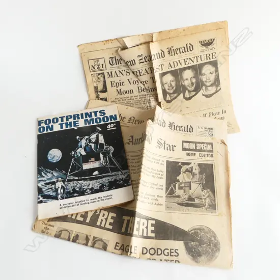 THREE N.Z. MOON LANDING NEWSPAPERS & BOOKLET