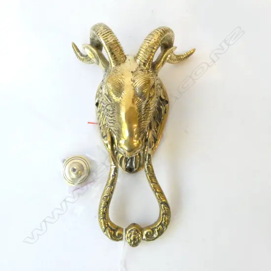 BRASS HORNED GOAT DOOR KNOCKER H.240mm