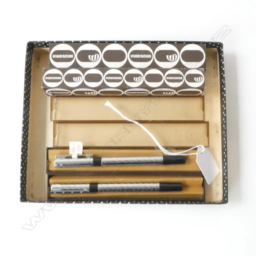 TWO WATERMAN FRANCE FIBRE NIB PENS UNUSED IN BOXES C.1970’S Image 1++