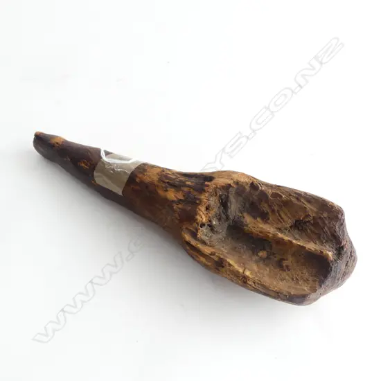OLD WOODEN HAND CLUB POUNDER L.280mm part of the head broken away