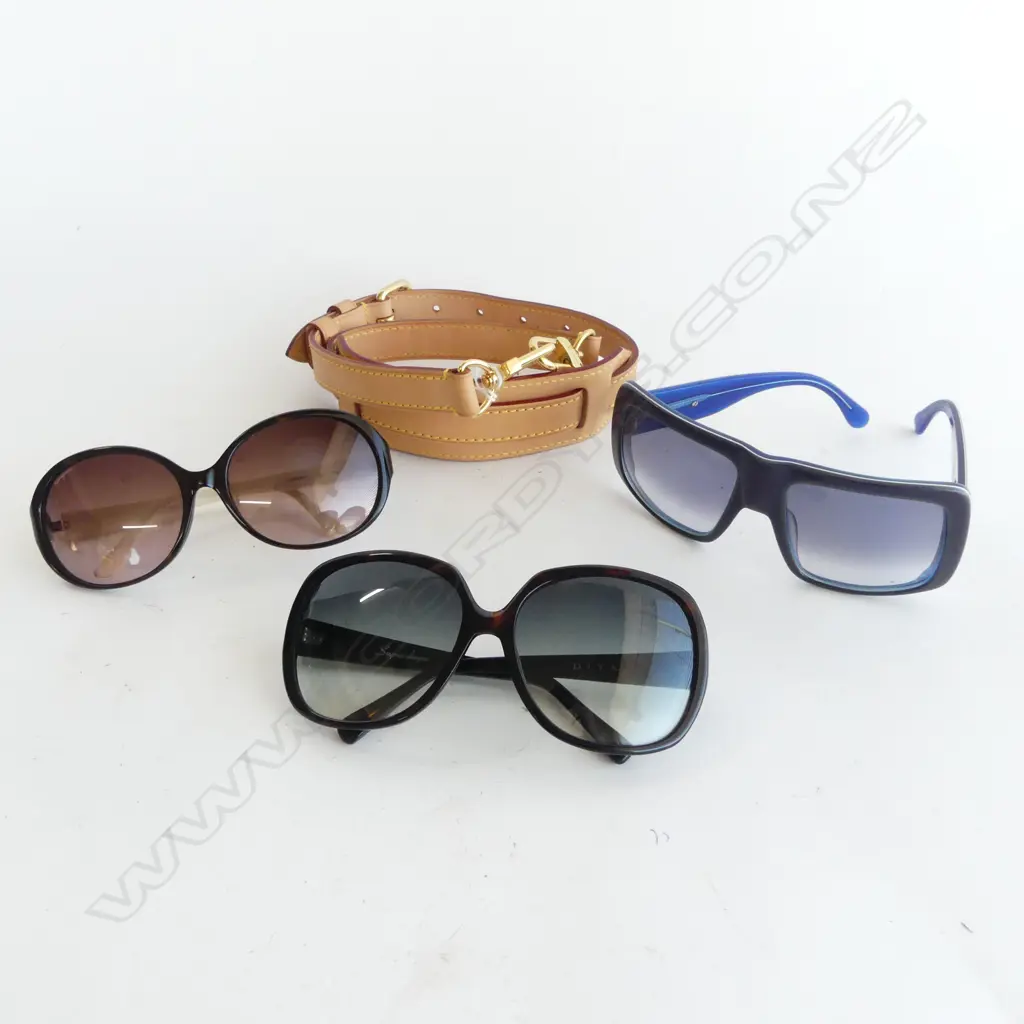 3 DESIGNER SUNGLASSES + LOUIS VUITTON BAG STRAP Image 1++