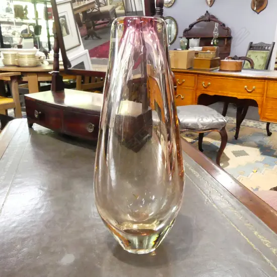 LARGE SOMMERSO ITALIAN MURANO VASE PINk TONES H.300mm