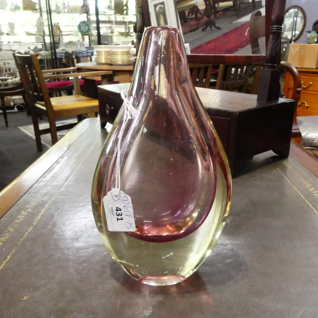 SOMMERSO MURANO VASE SWOLLEN BASE WITH NARROW OPENING PINK TONES H.225mm Image 1++