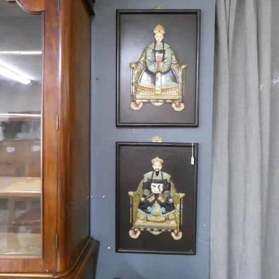 PR CHINESE PAINTED RESIN PORTRAITS 560x400mm overall