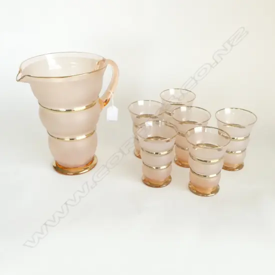 7 PCE VINTAGE DRINKS SET; JUG H.225mm & 6 GLASSES