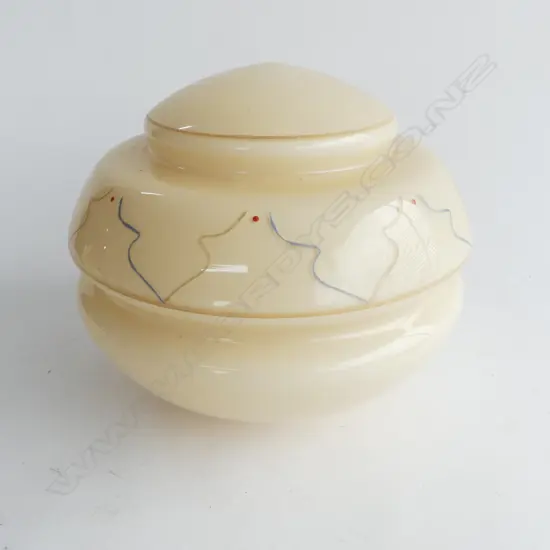 GOOD OLD PERIOD DECO HANDPAINTED LAMPSHADE OPALINE (TWO LAYERS), D. 200mm