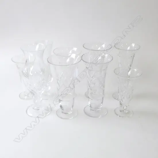 NINE VINTAGE CUT CRYSTAL VASES EXCELLENT CONDITION, L.225MM-155mm