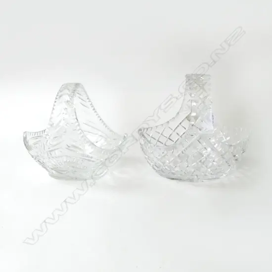 TWO VINTAGE CUT CRYSTAL BASKETS, L.200-220MM