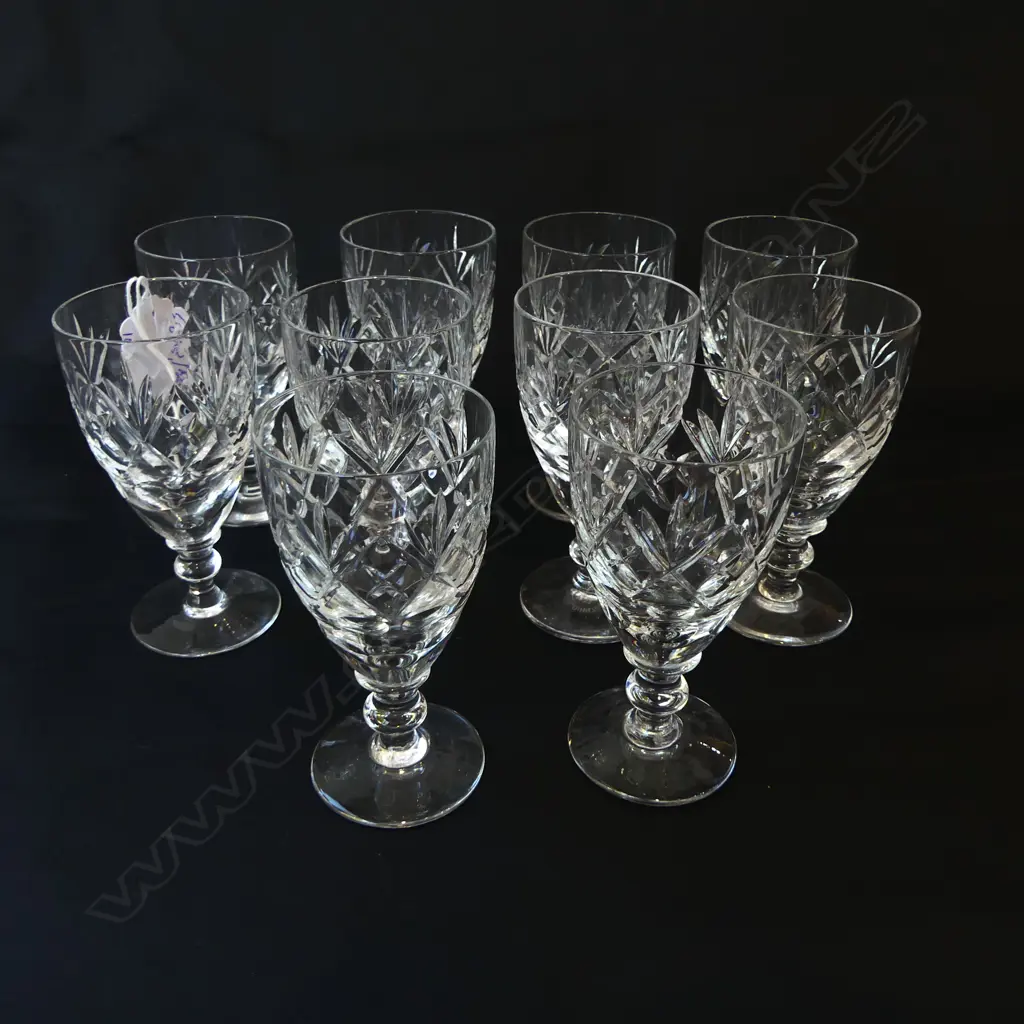 10 WEBB CORBETT ‘GEORGIAN’ CUT CRYSTAL CLARET WINE GLASSES, H.117MM Image 1++