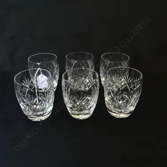 SET OF 6 LARGE WEBB CORBETT CUT CRYSTAL TUMBLERS ‘GEORGIAN’ PATTERN, H.95MM
