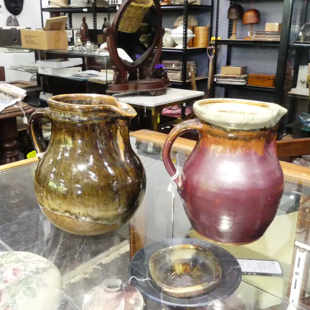 BARRY BRICKELL (1935-2016), N.Z. STUDIO POTTERY JUG H. 180mm & OTHER w. INDISTINCT STAMP Image 1++