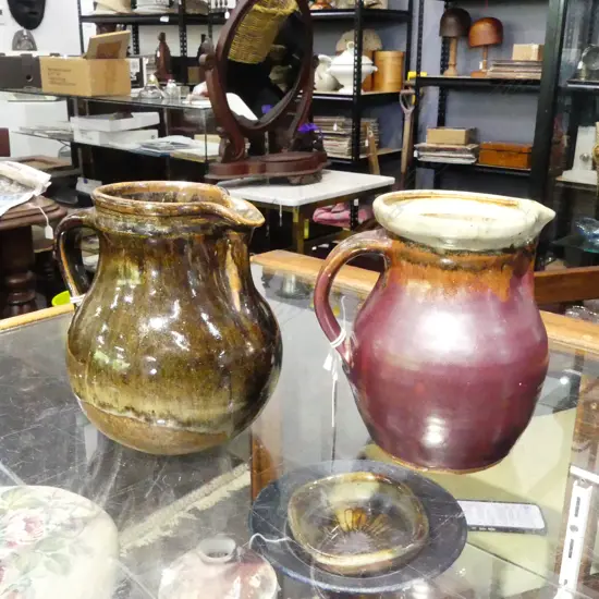 BARRY BRICKELL (1935-2016), N.Z. STUDIO POTTERY JUG H. 180mm & OTHER w. INDISTINCT STAMP