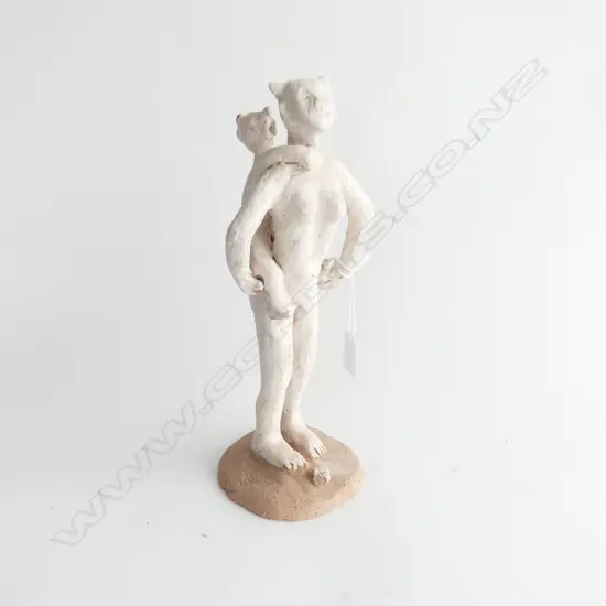 STUDIO POTTERY ABSTRACT FIGURE; MOTHER & CHILD CHILDS HAND BROKEN H.300mm...