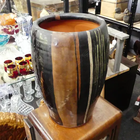 MORRIS & JAMES PLANTER POT H.420mm, DARK GLAZE