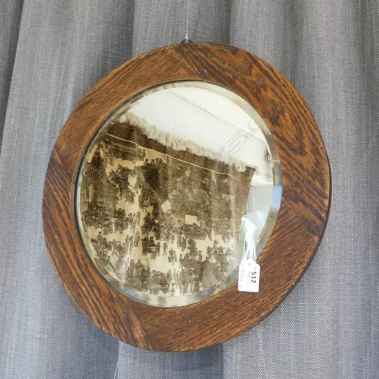 VINTAGE MIRROR, OAK FRAME 395mm