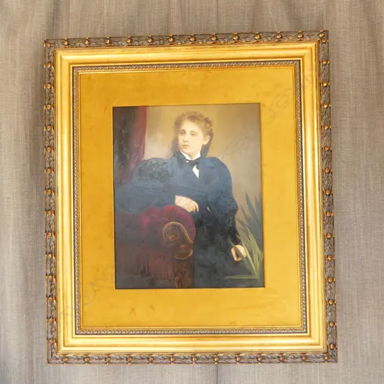 ANTIQUE PORTRAIT OF A WOMAN, OIL ON BOARD C.1900 360x290mm
