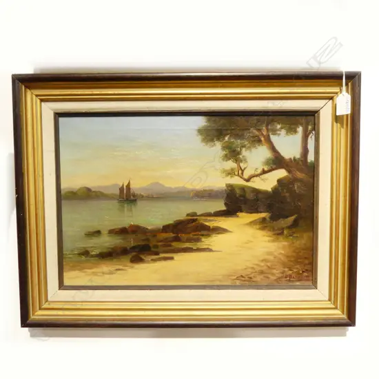J. D. PERRET, COASTAL LANDSCAPE, OIL ON CANVAS 300x445mm