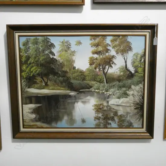 H. BURNS, LANDSCAPE, ACRYLIC ON CANVAS 445x590mm