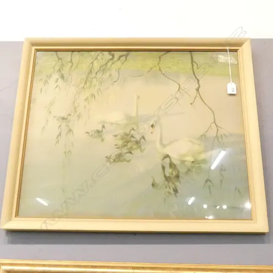 VERNON WARD SWANS PRINT 490x590mm