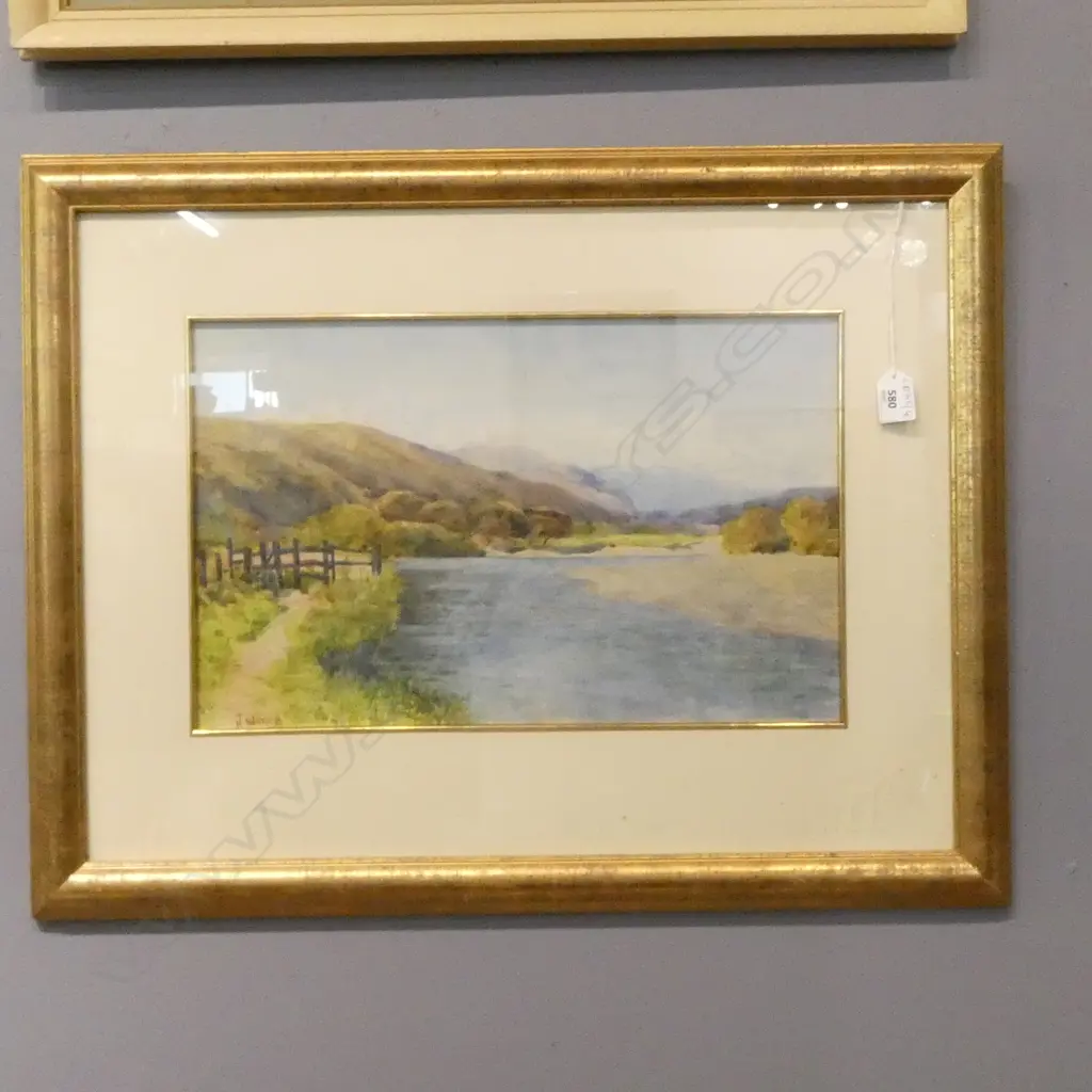 NUGENT WELCH, RIVER LANDSCAPE WC 280x445mm Image 1++