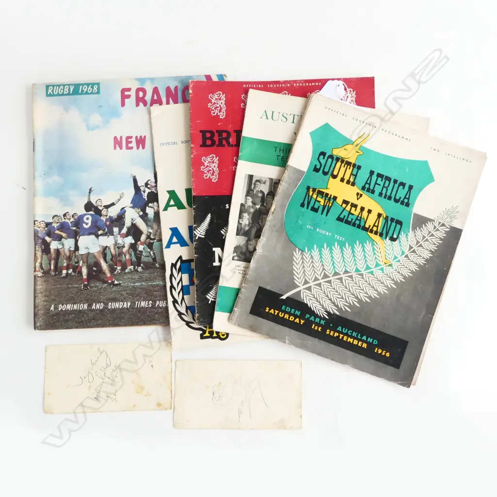 5 N.Z. 1950/60s RUGBY MATCH BOOKLETS & SIGNATURES; Including Don Clarke signature... Image 1++