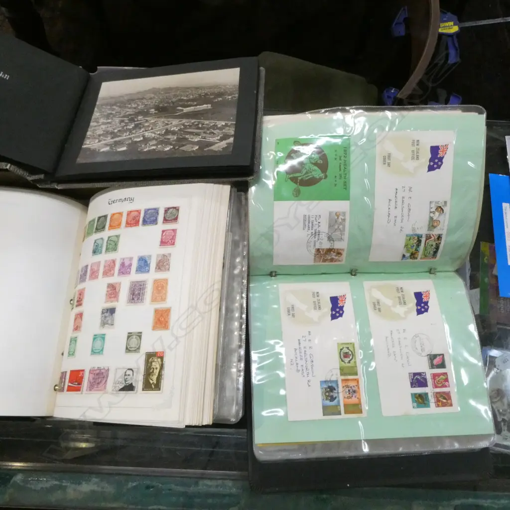 STAMPS & FIRST DAY COVERS; 2 ALBUMS + BOX Image 1++