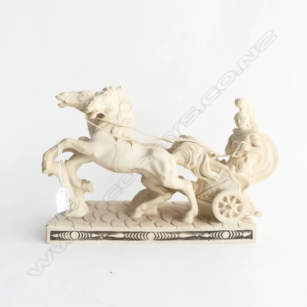 ROMAN CHARIOT SCULPTURE on SHALLOW PLINTH, RESIN, L.310 x240mm Image 1++