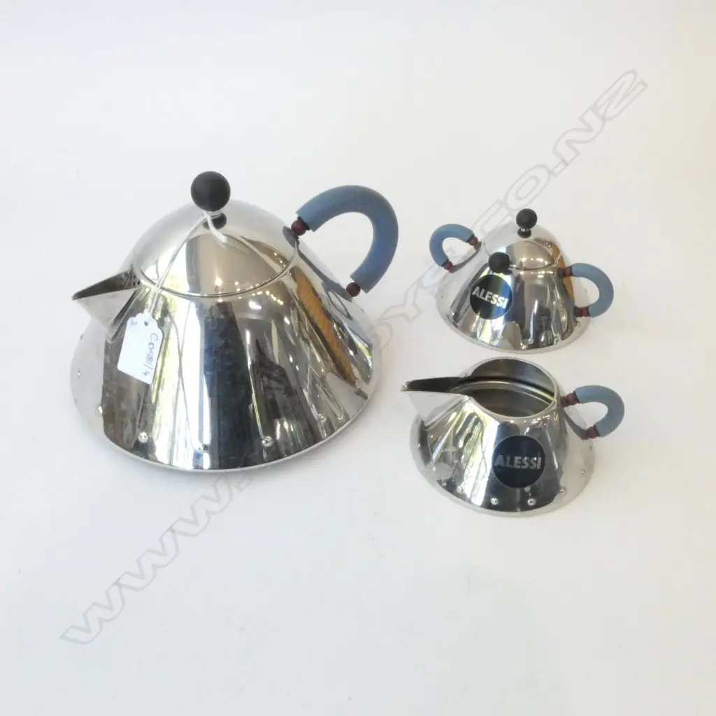3 PCE MICHAEL GRAVES FOR ALESSI ITALY TEA SET 190mm dia Image 1++