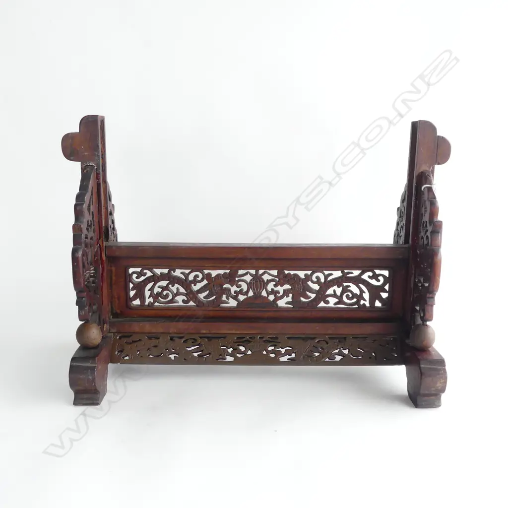 ORIENTAL CARVED WOODEN STAND W.485mm Image 1++