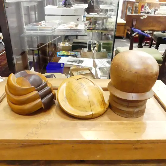 3 LG. VINTAGE WOOD HAT BLOCKS