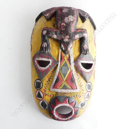 PAINTED CARVED WOODEN TRIBAL MASK H.410mm