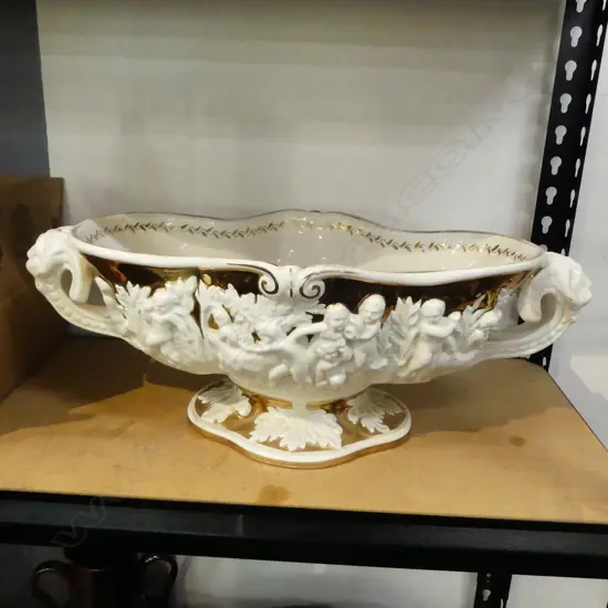 WHITE & GILT CAPODIMONTE CENTERPIECE W.520mm (chipped)