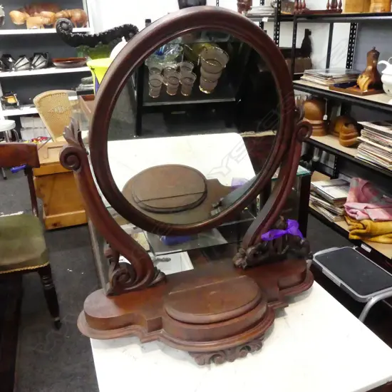 SWING BACK VANITY MIRROR (FINIAL NEEDS REPAIR) H.720mm