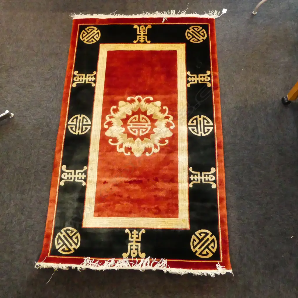 HAND KNOTTED CHINESE SILK RUG 1500x930mm Image 1++