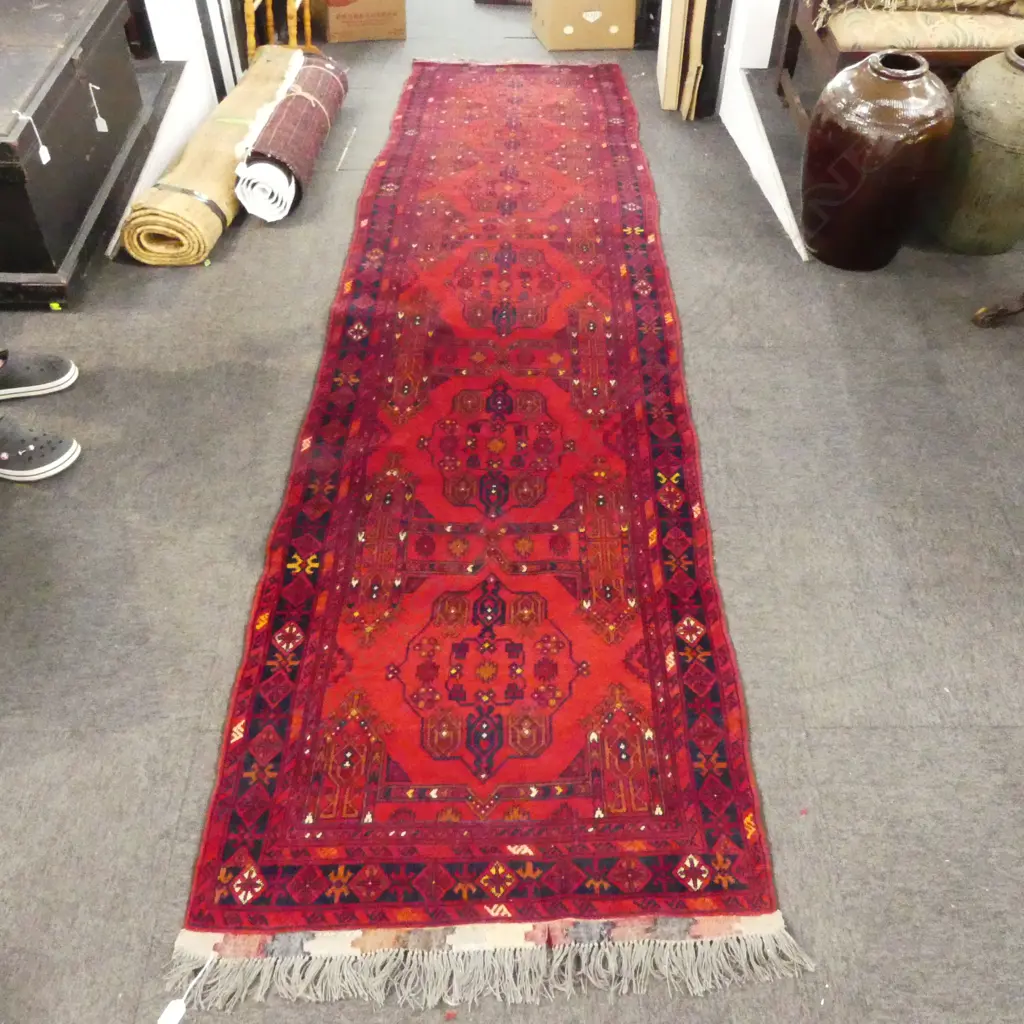 HAND KNOTTED WOOL PILE RUNNER 3800x860mm Image 1++