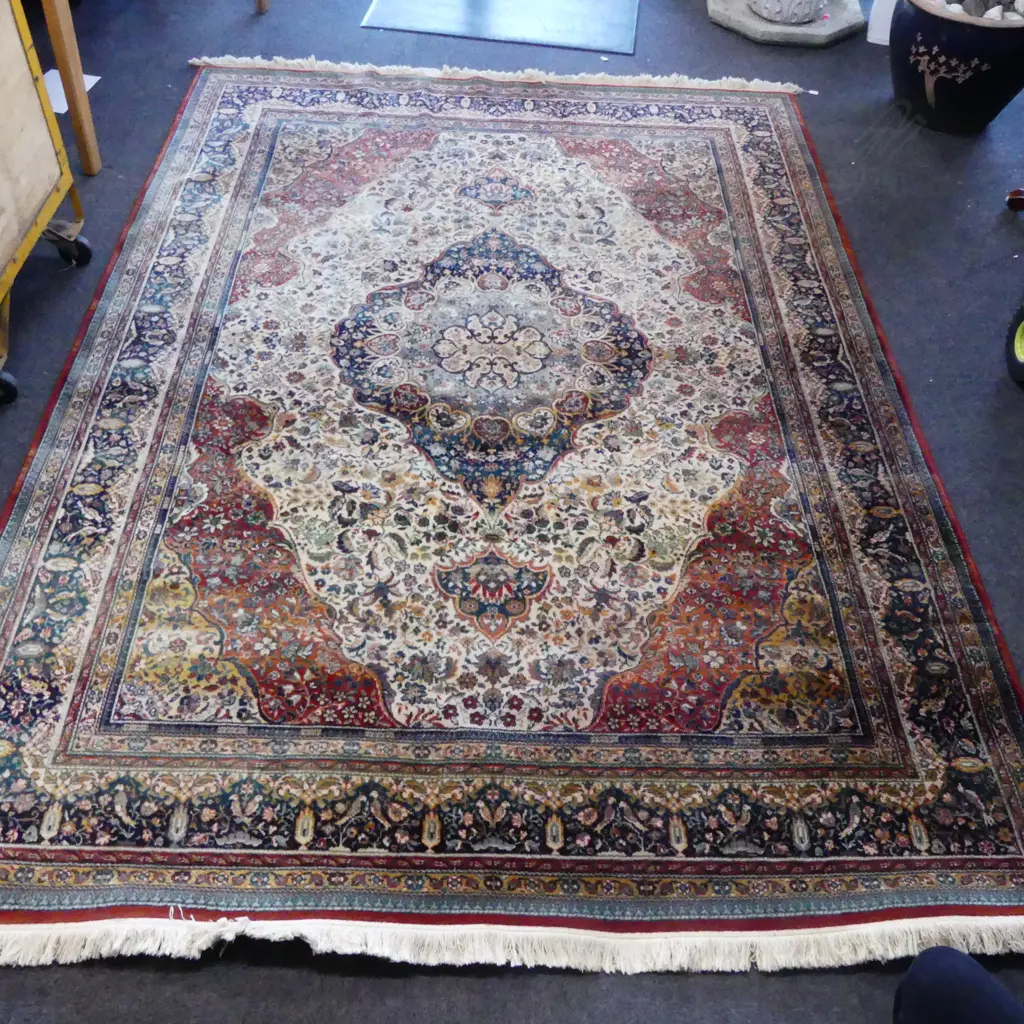 BELGIAN LARGE SHIRAZ-TABRIZ STYLE RUG 4000 x 3000mm minor wear Image 1++
