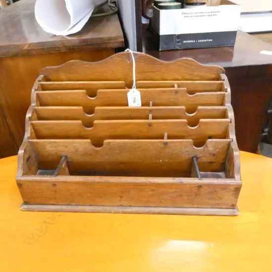 VINTAGE WOODEN LETTER RACK / DESK ORGANISER W.400mm