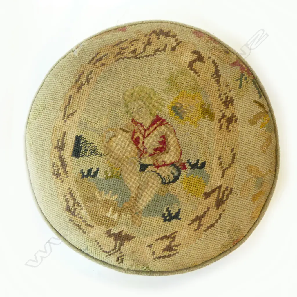 VICTORIAN REVOLVING STOOL, NEEDLEWORK SEAT H.480mm Image 1++