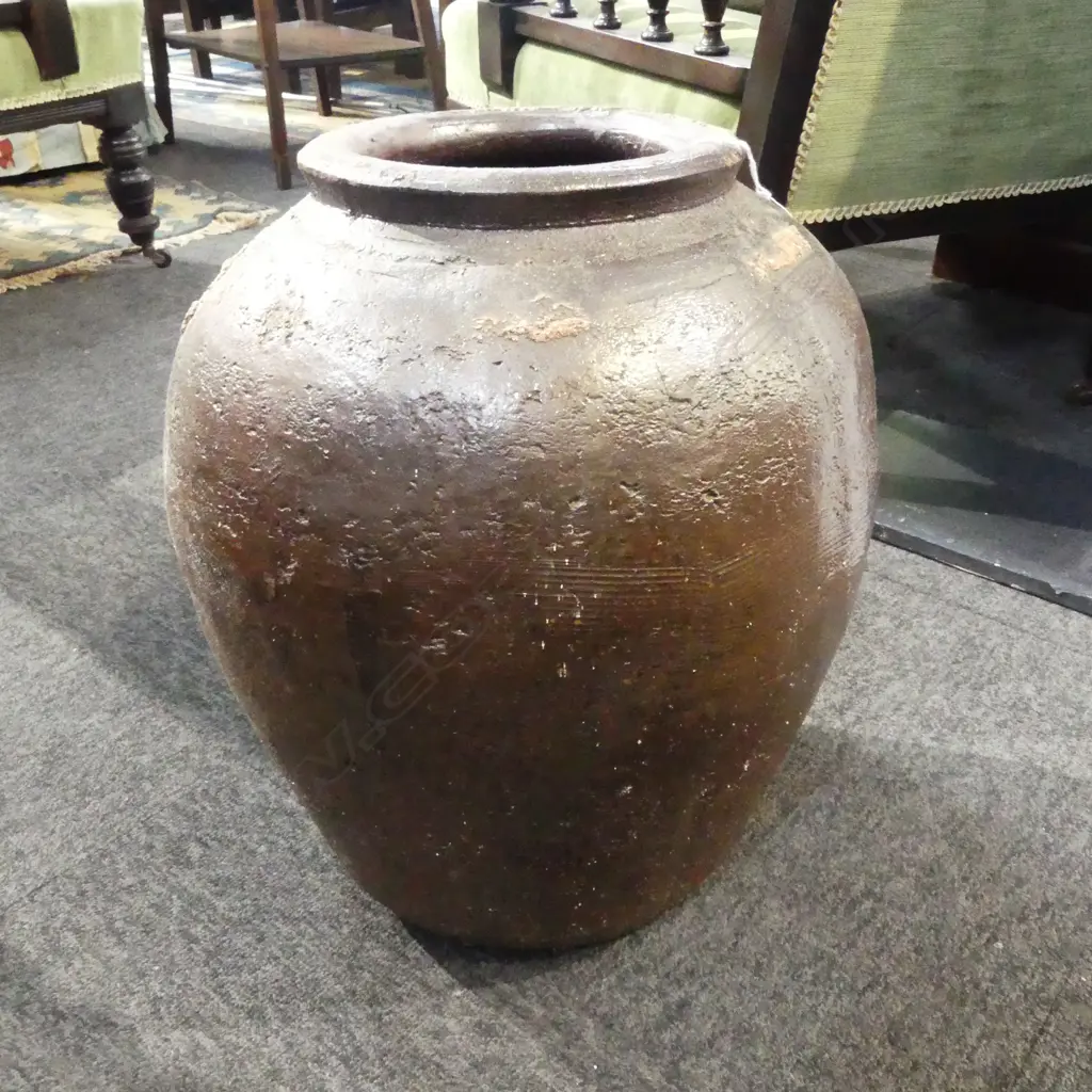 LARGE SALT GLAZED STUDIO POTTERY VASE H450MM Image 1++