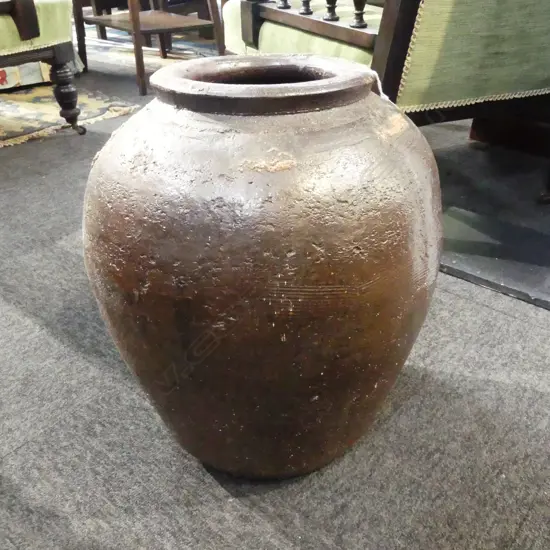 LARGE SALT GLAZED STUDIO POTTERY VASE H450MM