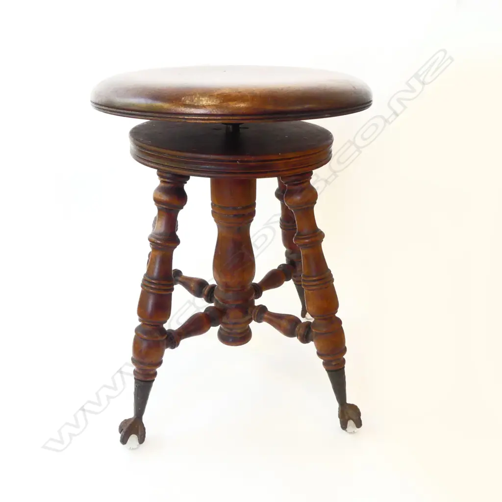 MAHOGANY REVOLVING STOOL H.480mm Image 1++
