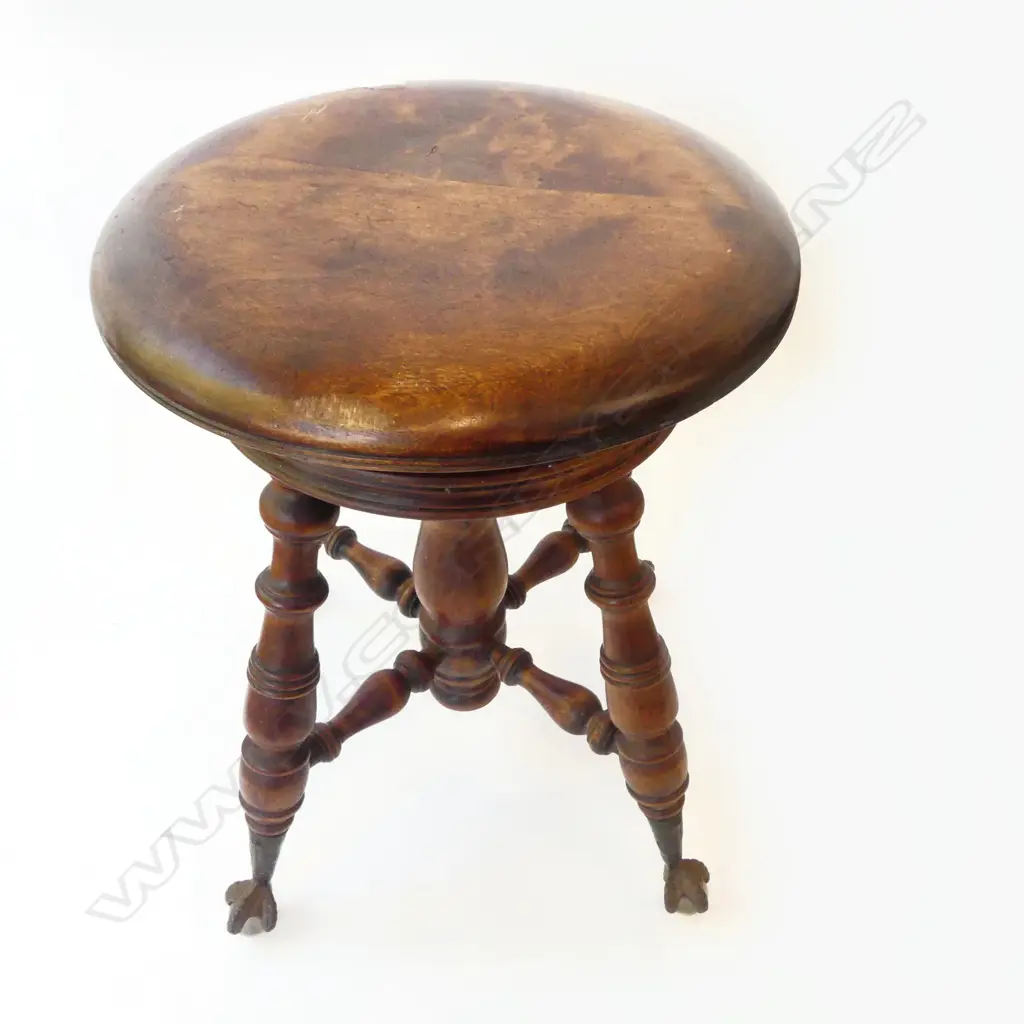MAHOGANY REVOLVING STOOL H.480mm Image 1++