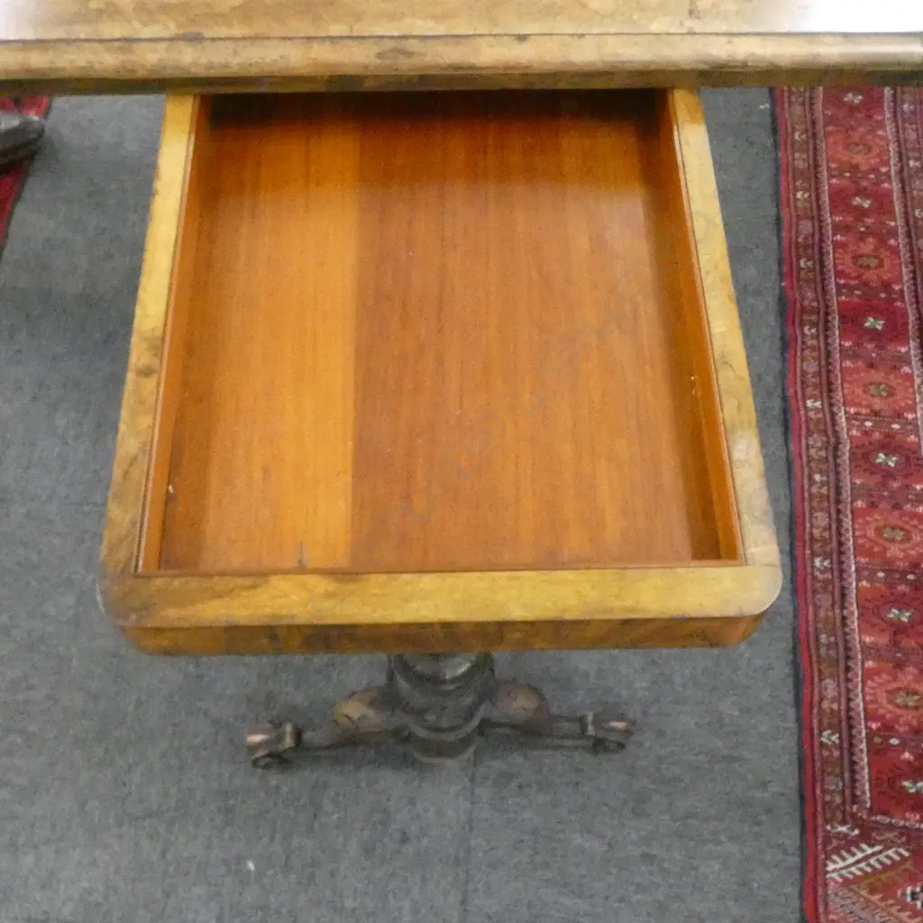 INLAID WALNUT VICTORIAN CARD TABLE  Image 1++