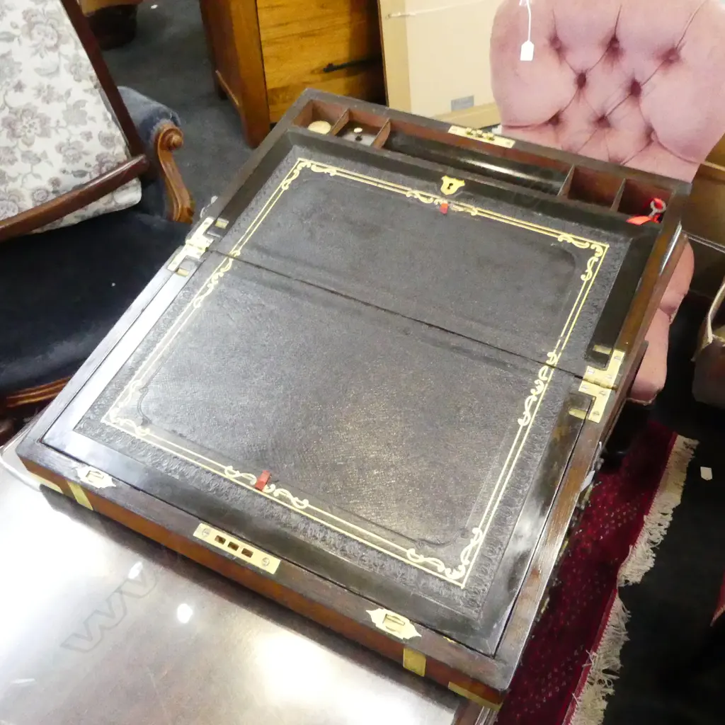 ANTIQUE MAHOGANY WRITING SLOPE W.455mm Image 1++