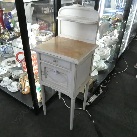 VINTAGE FRENCH WHITE PAINTED BEDSIDE CABINET 415x370x1040mm