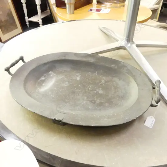 ANTIQUE PEWTER WARMER DISH 555x380mm