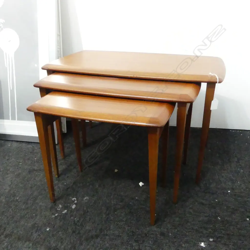 3 MID CENTURY JON JANSEN MAHOGANY NESTING TABLES Image 1++